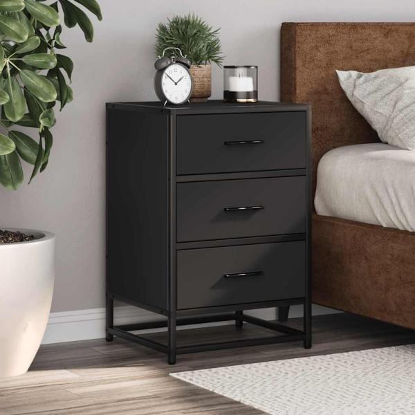 ARDEBO.de - Nachttisch Schwarz 40x34,5x60 cm Holzwerkstoff und Metall