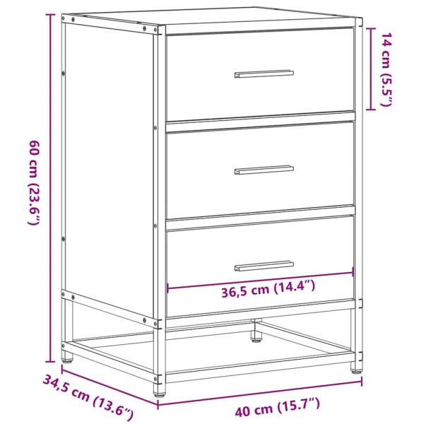 Nachttisch Schwarz 40x34,5x60 cm Holzwerkstoff und Metall