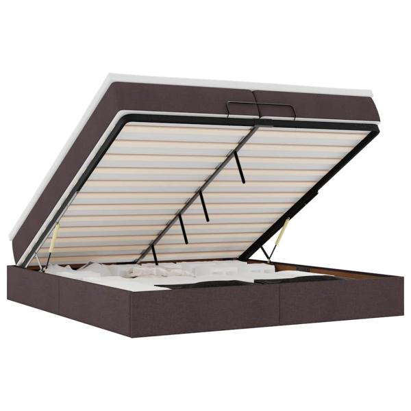 Ottoman-Bett mit Matratzen Dunkelbraun 200x200 cm Stoff