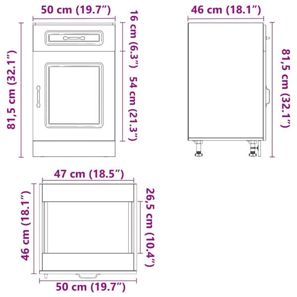 Küchenunterschrank Kalmar Braun Eichen-Optik Holzwerkstoff
