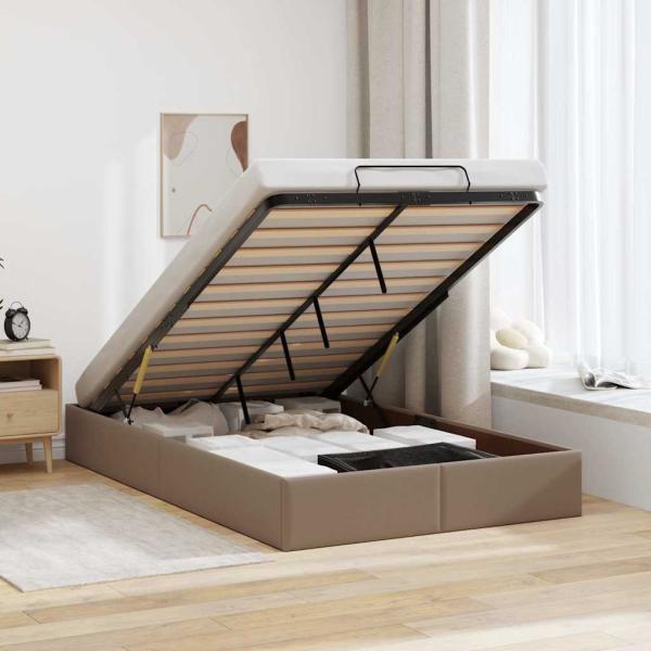 ARDEBO.de - Ottoman-Bett ohne Matratze Cappucino 120x190cm Kunstleder