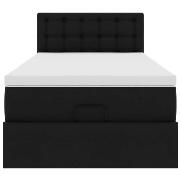 Ottoman-Bett mit Matratze Schwarz 80x200 cm Kunstleder