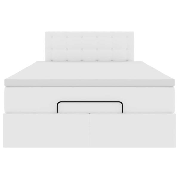 Ottoman-Bett mit Matratze Reinweiß 120x200 cm Kunstleder
