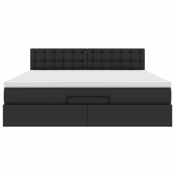 Ottoman-Bett mit Matratze Schwarz 160x200 cm Kunstleder