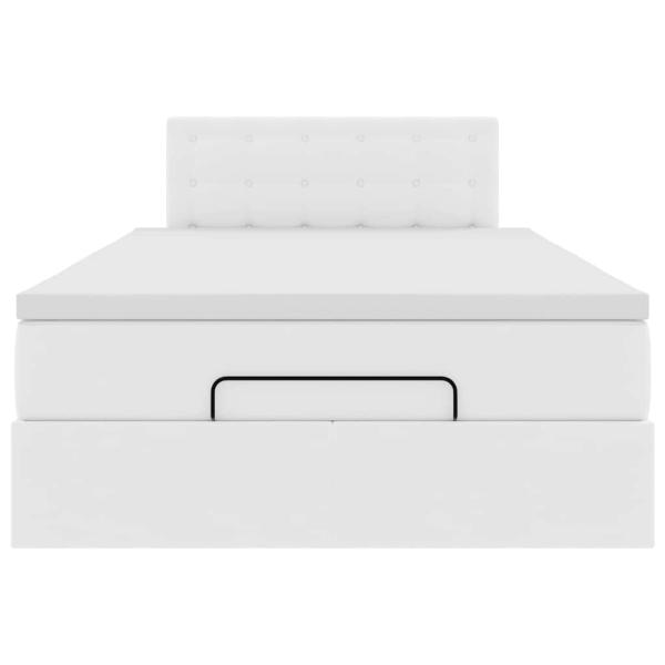 Ottoman-Bett mit Matratze Reinweiß 120x190 cm Kunstleder