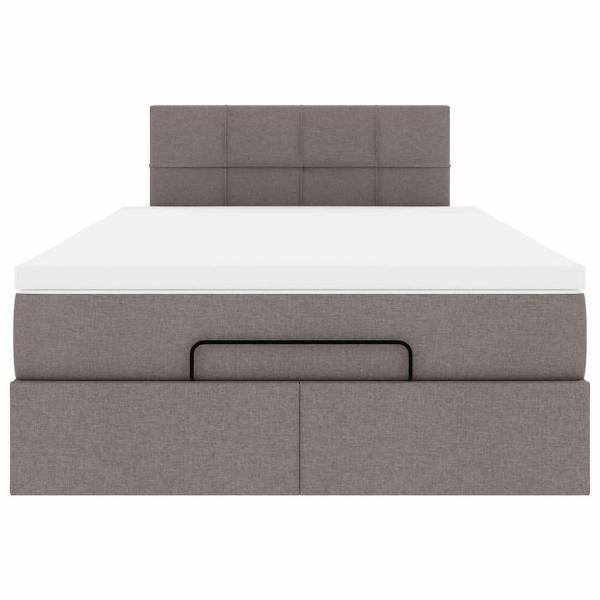 Ottoman-Bett mit Matratze Taupe 120x200 cm Stoff