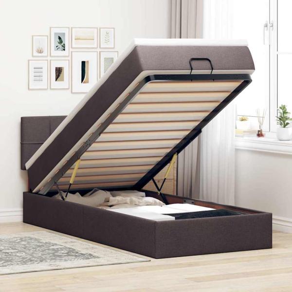 ARDEBO.de - Ottoman-Bett mit Matratze Dunkelbraun 80x200 cm Stoff