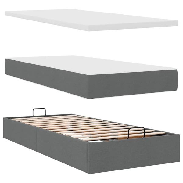 ARDEBO.de - Ottoman-Bett mit Matratze Dunkelgrau 80x200 cm Stoff