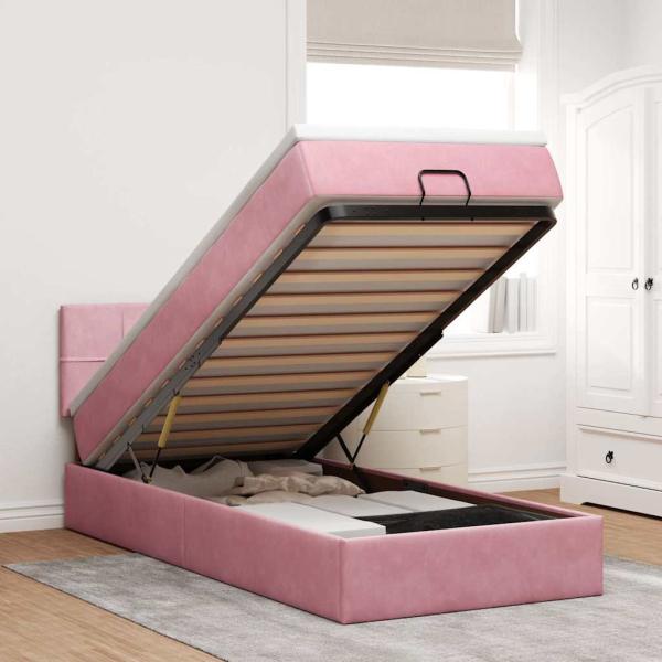 ARDEBO.de - Ottoman-Bett mit Matratze Rosa 100x200 cm Samt