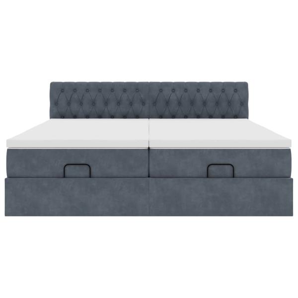 Ottoman-Bett mit Matratzen Dunkelgrau 160x200 cm Samt
