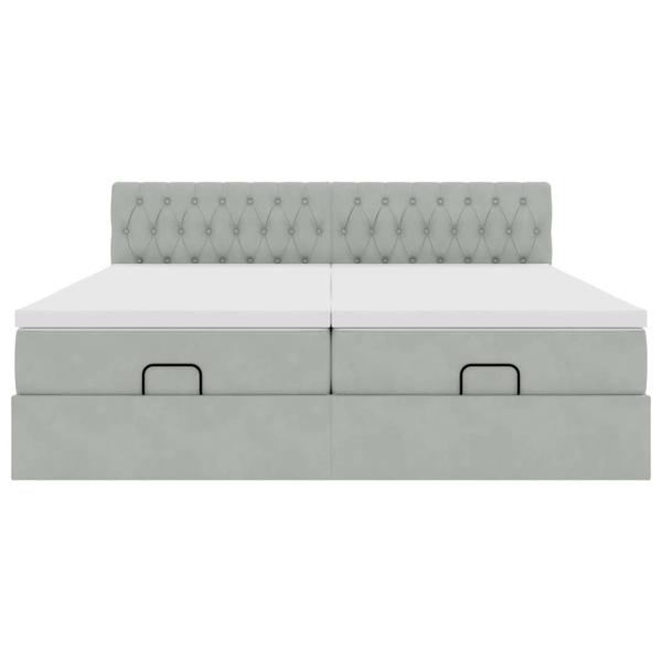 Ottoman-Bett mit Matratzen Hellgrau 180x200 cm Samt