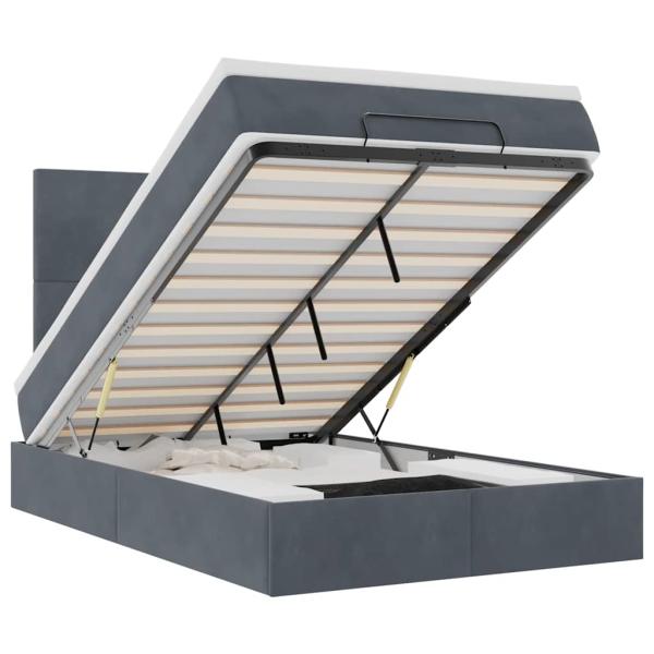 Ottoman-Bett mit Matratzen Dunkelgrau 120x200 cm Samt