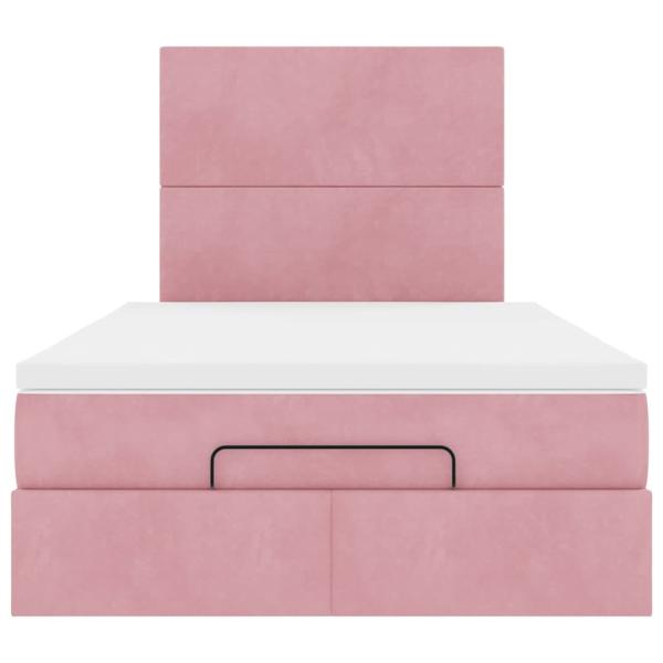 Ottoman-Bett mit Matratzen Rosa 120x190 cm Samt