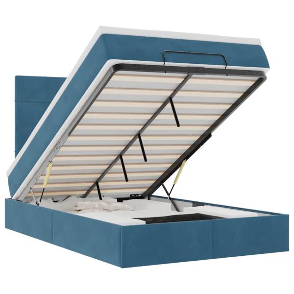 ARDEBO.de - Ottoman-Bett mit Matratzen Dunkelblau 120x190 cm Samt