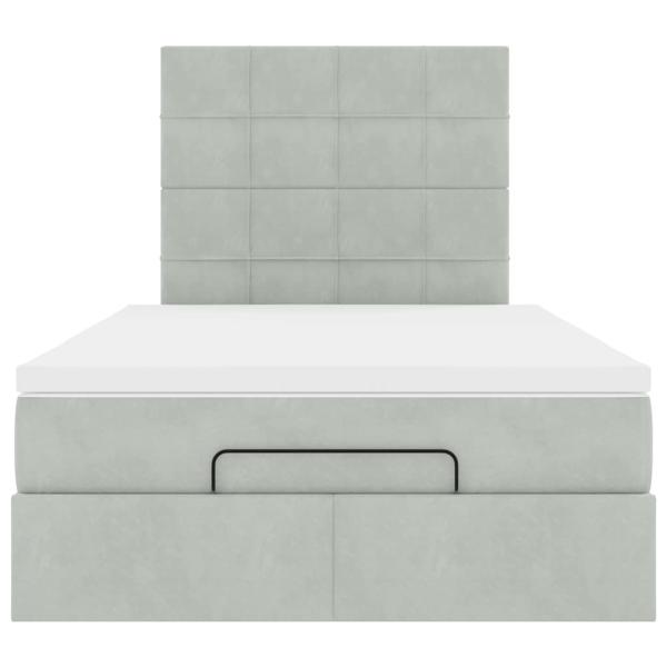 Ottoman-Bett mit Matratzen Hellgrau 120x200 cm Samt
