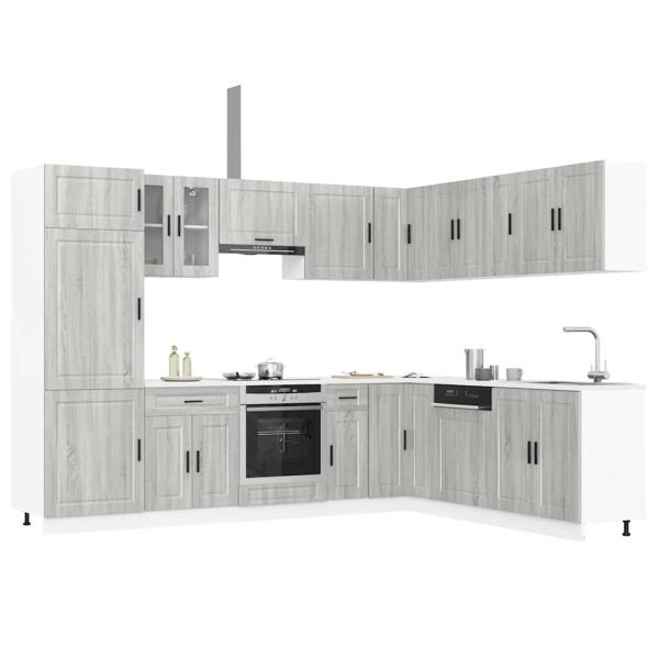 ARDEBO.de - 14-tlg. Küchenschrank-Set Porto Grau Sonoma Holzwerkstoff