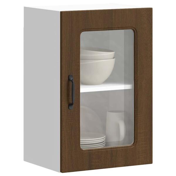 ARDEBO.de - Küchen-Hängeschrank mit Glastür Kalmar Braun Eichen-Optik