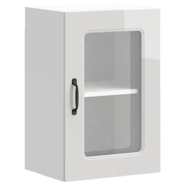 Küchen-Hängeschrank mit Glastür Hochglanz-Weiß Holzwerkstoff