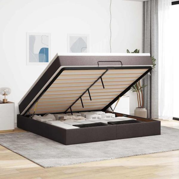ARDEBO.de - Ottoman-Bett mit Matratze Dunkelbraun 160x200 cm Stoff