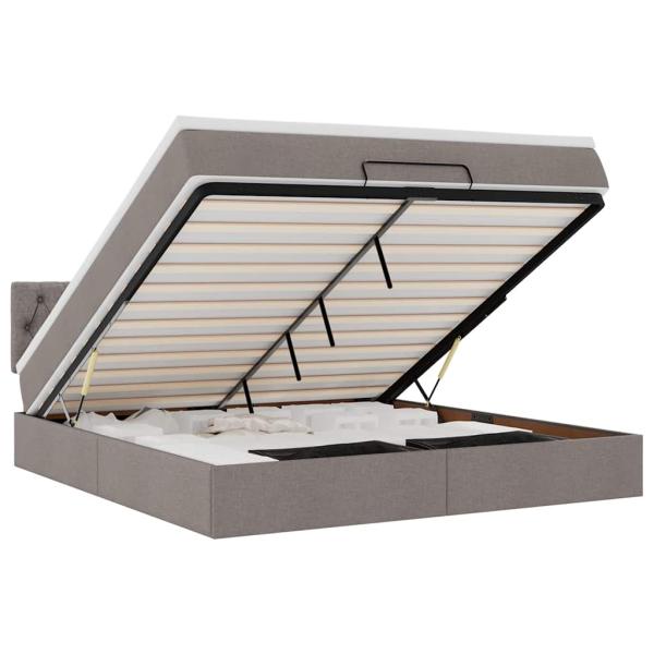Ottoman-Bett mit Matratze Taupe 160x200 cm Stoff