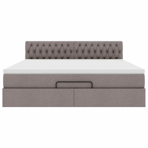 Ottoman-Bett mit Matratze Taupe 160x200 cm Stoff
