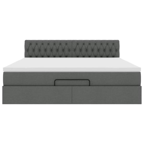 Ottoman-Bett mit Matratze Dunkelgrau 180x200 cm Stoff