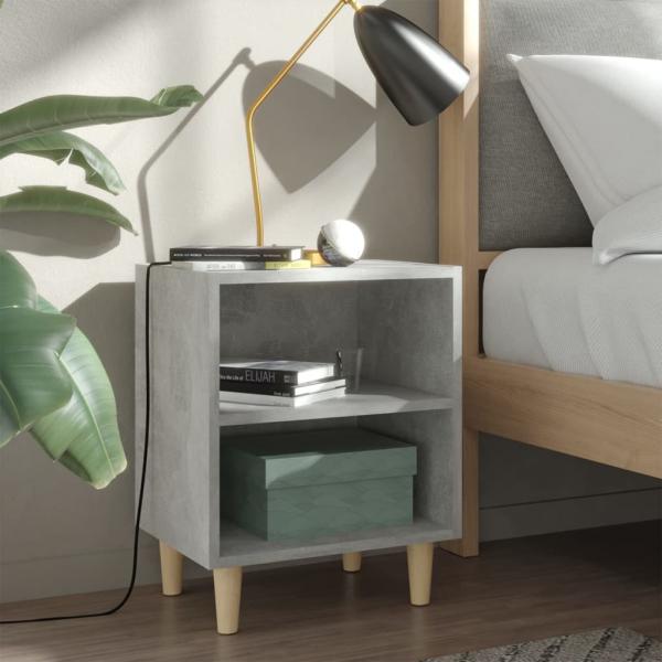 ARDEBO.de - Nachttische mit Massivholz-Beinen 2 Stk. Betongrau 40x30x50 cm