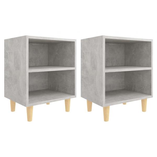 Nachttische mit Massivholz-Beinen 2 Stk. Betongrau 40x30x50 cm