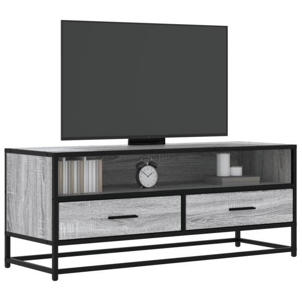 ARDEBO.de - TV-Schrank Grau Sonoma 100x34,5x40 cm Holzwerkstoff und Metall