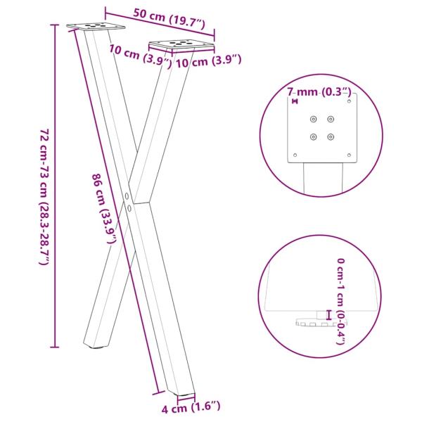 Esstischbeine X-Form 2 Stk. Weiß 50x(72-73) cm Stahl