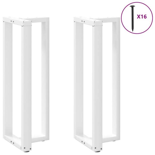 Bartischbeine T-Form 2 Stk. Weiß 40x35x(111-112) cm Stahl