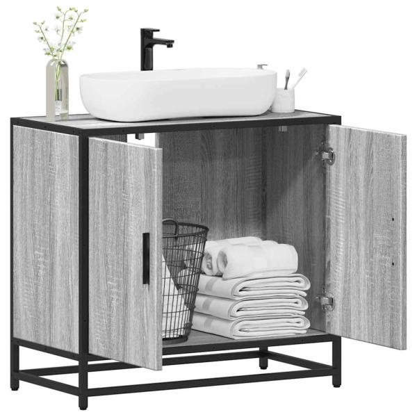 ARDEBO.de - Waschbeckenunterschrank Grau Sonoma 65x33x60 cm Holzwerkstoff