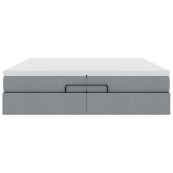 Ottoman-Bett mit Matratzen Hellgrau 200x200 cm Stoff