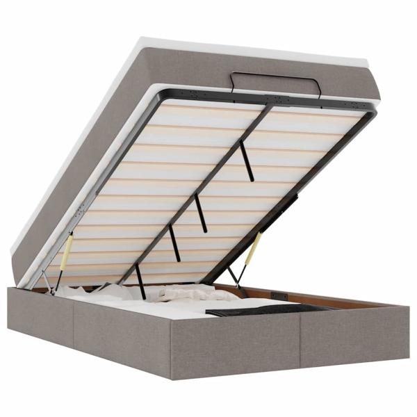 Ottoman-Bett mit Matratze Taupe 120x200 cm Stoff