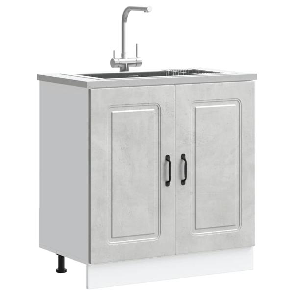 ARDEBO.de - Spülenunterschrank Kalmar Betongrau 80x46x81,5 cm Holzwerkstoff