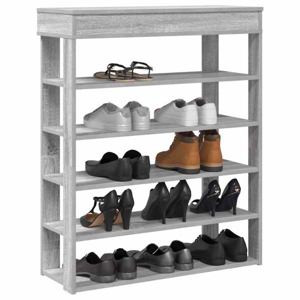 ARDEBO.de - Schuhregal Grau Sonoma 80x30x98 cm Holzwerkstoff