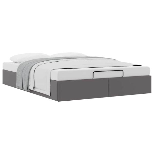 Ottoman-Bett ohne Matratze Grau 140x190 cm Kunstleder