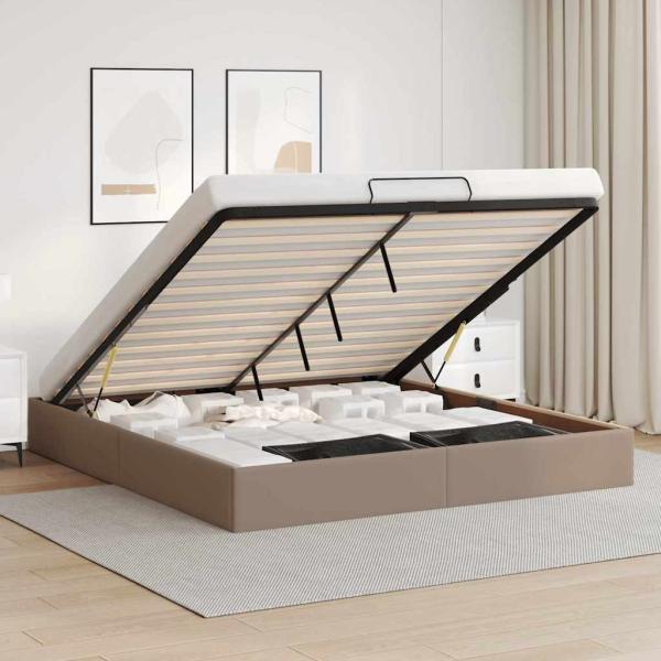 ARDEBO.de - Ottoman-Bett ohne Matratze Cappucino 200x200 cm Kunstleder