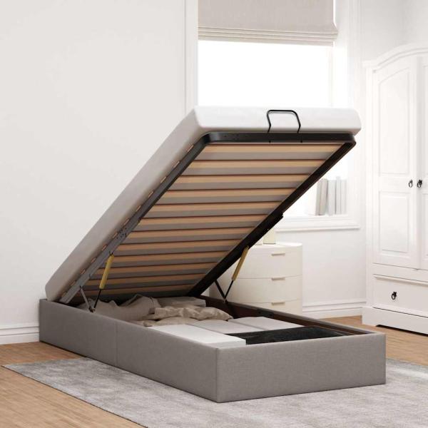 ARDEBO.de - Ottoman-Bett ohne Matratze Taupe 80x200 cm Stoff