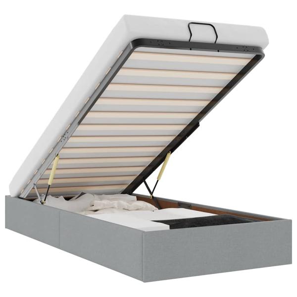 ARDEBO.de - Ottoman-Bett ohne Matratze Hellgrau 100x200 cm Stoff