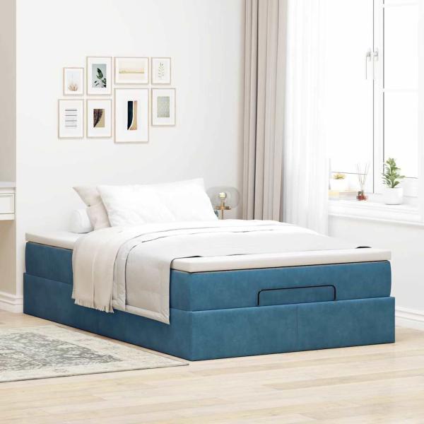 Ottoman-Bett mit Matratze Dunkelblau 120x200 cm Samt