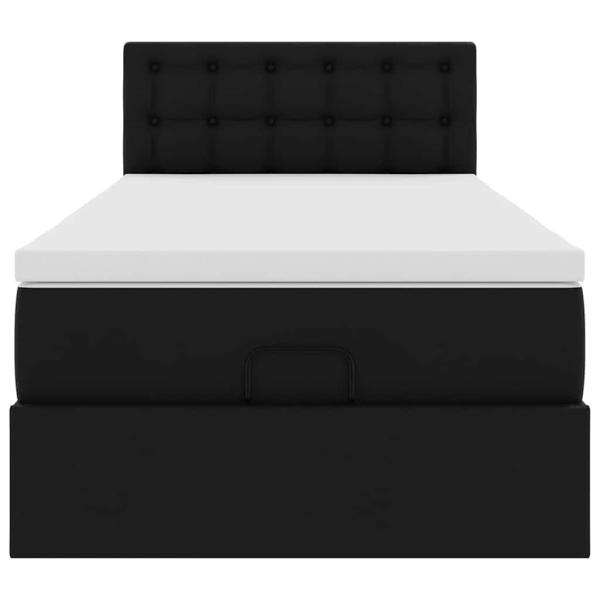 Ottoman-Bett mit Matratze Schwarz 100x200 cm Kunstleder