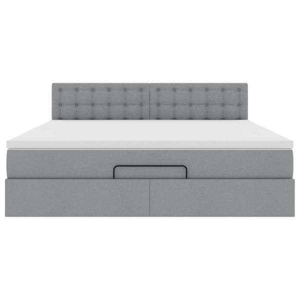 Ottoman-Bett mit Matratze Hellgrau 160x200 cm Stoff
