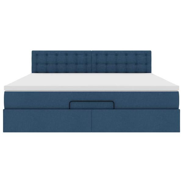 Ottoman-Bett mit Matratze Blau 180x200 cm Stoff