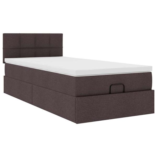 ARDEBO.de - Ottoman-Bett mit Matratze & LEDs Dunkelbraun 90x190 cm Stoff