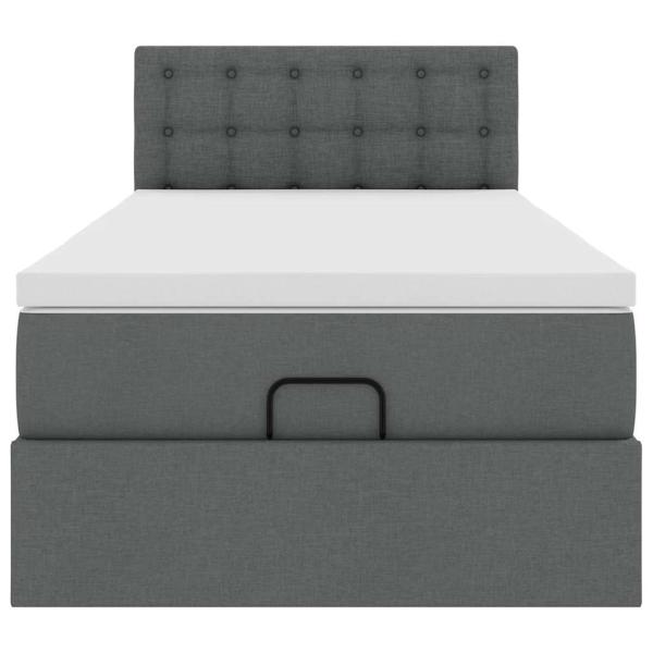 Ottoman-Bett mit Matratze Dunkelgrau 80x200 cm Stoff