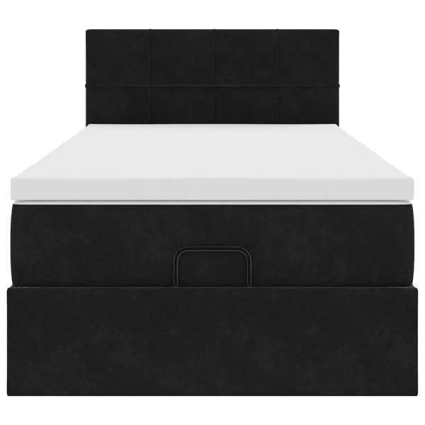 Ottoman-Bett mit Matratze Schwarz 100x200 cm Samt