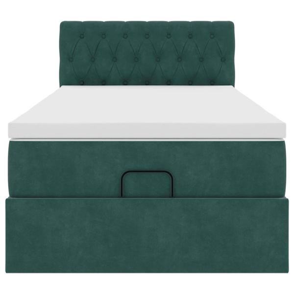 Ottoman-Bett mit Matratze Dunkelgrün 80x200 cm Samt