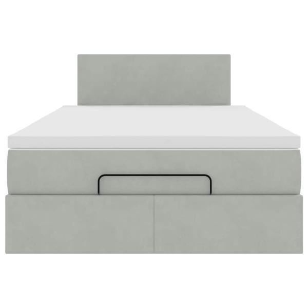 Ottoman-Bett mit Matratze Hellgrau 120x200 cm Samt