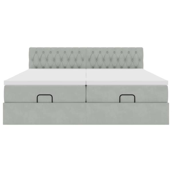 Ottoman-Bett mit Matratzen Hellgrau 160x200 cm Samt